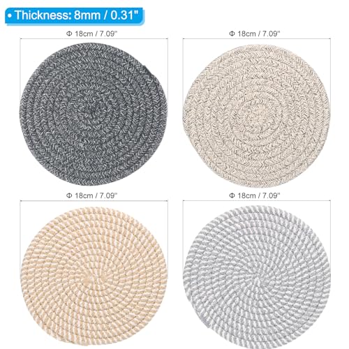 4-Pack Plant Coasters 7 Inch Woven Plant Mat Stripe Color Set - view 2