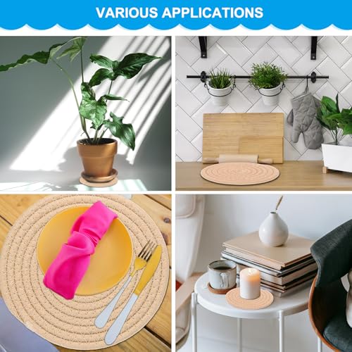 4-Pack Plant Coasters 7 Inch Woven Plant Mat Stripe Color Set - view 6
