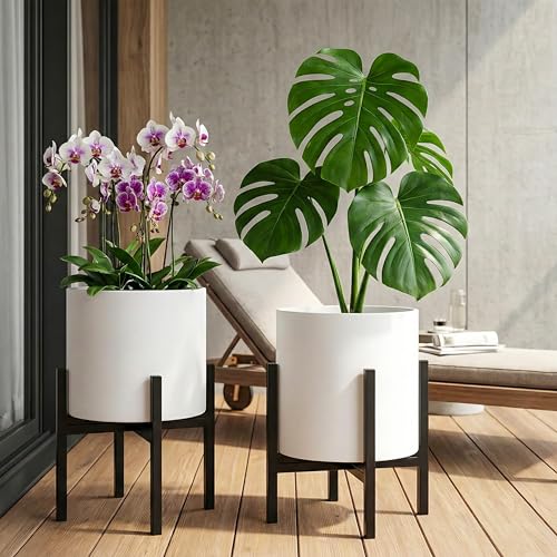 Mid Century Plant Stand Indoor Outdoor (EXCLUDING 12" Plant Pot), Hold Up to 12 Inch Planter, Metal Planter Stand, Potted Plant Holder, Black - Fits Snake Plant - Upgraded Design. - view 6