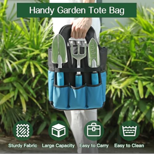 Gardening Tools Set, 8PCS Gardening Gifts for Women, Blue+Black - view 7