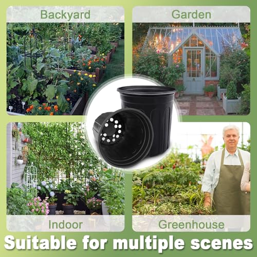 60 Pcs 1 Gallon Flexible Plant Nursery Pots,Thickened Soft Plastic Seedling Pot with Holes,Flower Plant Container for Succulents,Cuttings,Transplanting,Home Garden(Black) - view 6