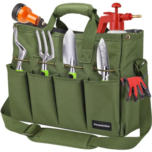 14Inch Garden Tote Bag, 900D Standable, Dark green