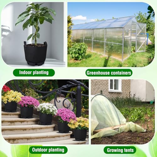 6 Set 5 Gallon Grow Bag Self Watering Fabric Pot Base Automatic Watering System Plant Nonwoven Grow Bag Handle Plant Saucer Elevate Flower Tray for Garden Indoor Outdoor Greenhouse (Black) - view 6