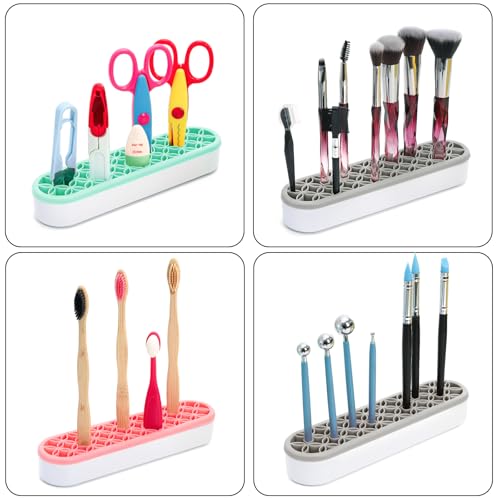 3 Pack Silicone Makeup Brush Holder, Desktop Cosmetic Organizer Pen Holder, Sewing Tool Holder Beauty Tool Organizer Stand for Brush, Scissors, Toothbrush - view 6
