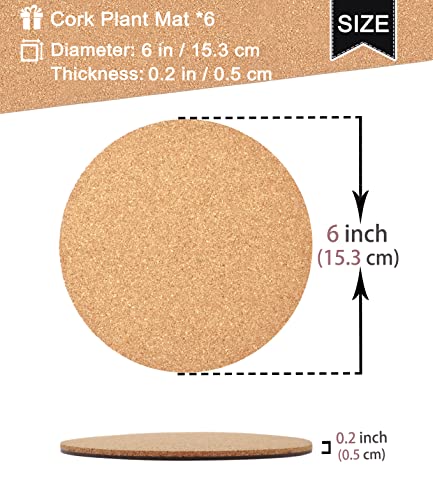 Cork Plant Coasters, Double Layers Cork Plant Mats, 6 Inch, 6 Pcs - view 3