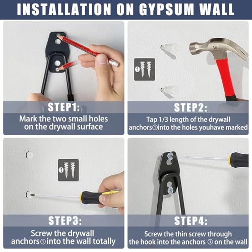 Steel Garage Storage Hooks-16 Pack Black Heavy Duty Wall Mount Hooks - view 5