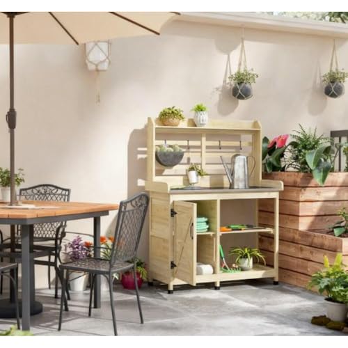 Wooden Potting Bench Garden Workstation for Outdoor Planting Tasks - view 6