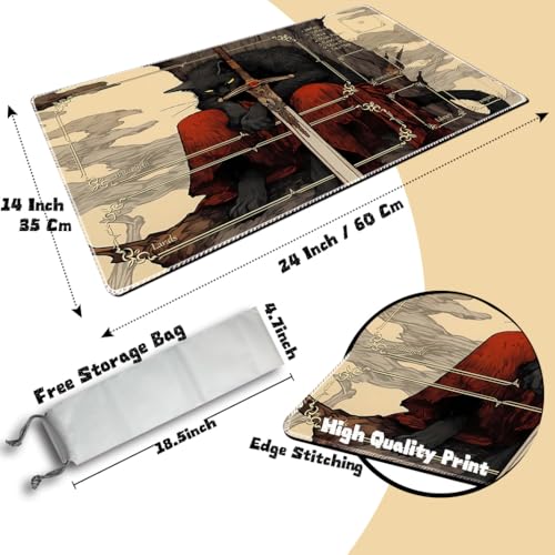 Playmat for MTG & TCG，24x14 inches(Cat Swordsman1) - view 2