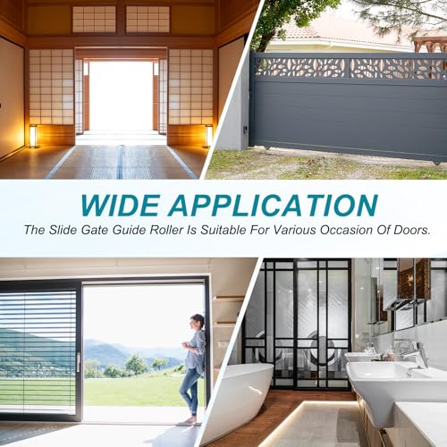 5.9" x 2" Slide Gate Guide Roller, 1Set Universal Adjustable Heavy Duty Sliding Gate Guide Roller Hardware Kit with L-Bracket for Sliding Rolling Gate of Balcony, Bedroom, White - view 7