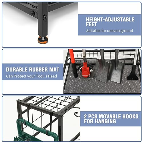 Garden Tool Organizer for Garage, Garden Tool Rack, Up to 58 Long Handled Tools, Yard Tool Holder for Garage, Shed, Outdoor, Tool Stand, Black (Garden Tool Rack) - view 5