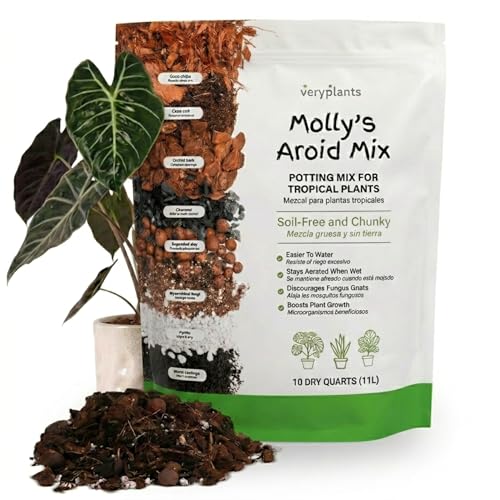 Molly's Aroid Potting Mix, Chunky Soil-Free for Indoor Plants 10 Dry Quarts