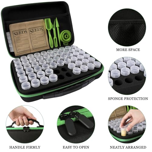 Seed Storage Organizer Box 60 Slots, with 20 Envelopes and Small Tool, Sturdy Seeds Saving Seed Bank Container Kit (Seeds not Included) - view 4