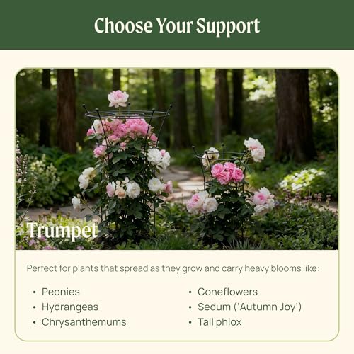 Peony Cages and Supports 2 Pack, Heavy Duty Metal Flower Support Cage, 24"(W) x 36" (H) Trumpet Plant Support for Peonies, Roses, Perennials & Garden Flowers, Rust-Resistant Steel Plant Support Ring - view 3