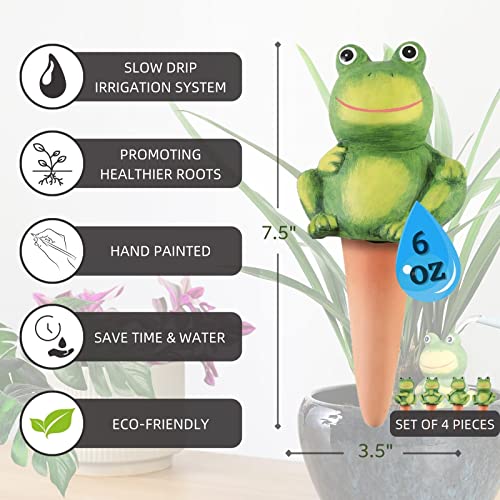 4-Pack Frog Plant Watering Globes Decorative Self Watering Spikes Planter Insert Terracotta Plant Watering Devices Automatic Plant Waterer for Indoor Outdoor Plants - view 3