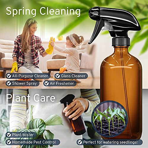 Amber Glass Spray Bottles 2 Pack 16oz Refillable Adjustable Nozzle - view 2