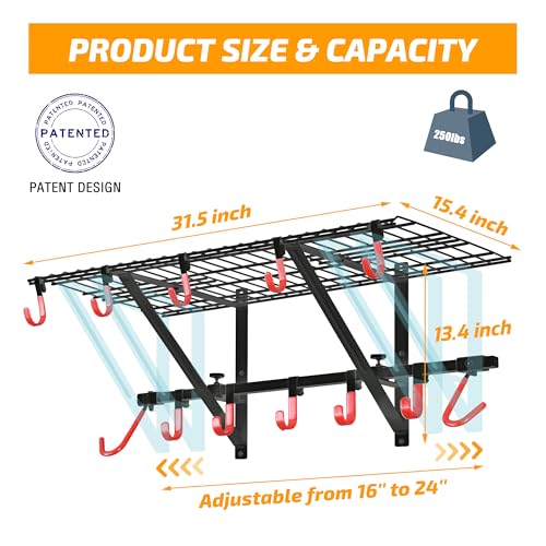 Garage Wall Shelving with Bike Hooks, Adjustable Storage Rack - view 6
