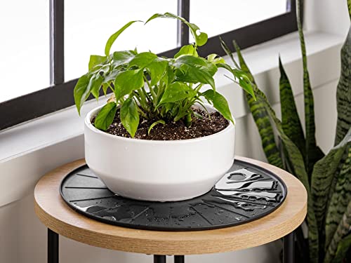 15" Plant Mats/Coasters - for Floor Protection from Planter Spills, leaks and Soil (8A15CST2PKBK)- Black (2-Pack) - view 3