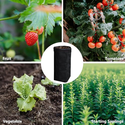 50 Pcs 13.5" H Deep Nursery Grow Bags, Non-Woven Plants Pots Container for Starting Deep Rooted Plants Vegetable, Flower, Seedling Tree, Black - view 7