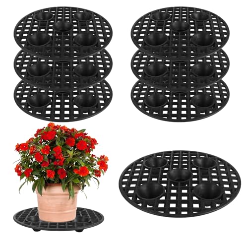 6 Pcs 12 Inch Pot Elevators for Plants Black