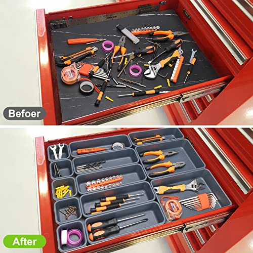 42 Pack Tool Box Organizer Tool Tray Dividers, Rolling Tool Chest Cart Cabinet Workbench Desk Drawer Organization and Storage for Hardware, Parts, Screws, Nuts, Small Tools Organization(Grey) - view 2