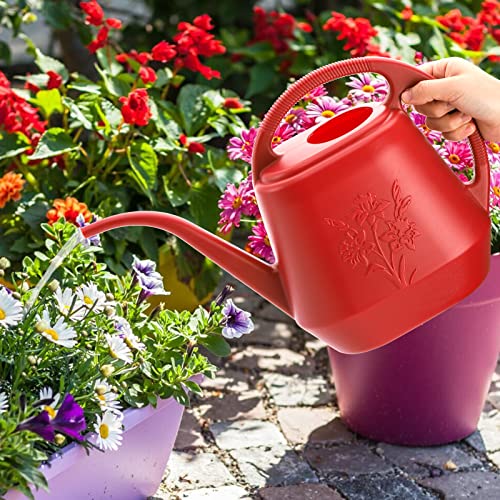 1-Gallon Plastic Watering Can with Comfortable Handle, Garden Watering Cans Long Spout for Indoor Outdoor Watering Plants, Burnt Red - view 4