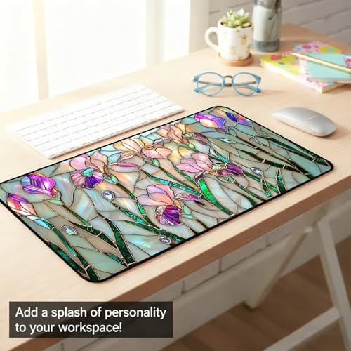 Colorful Flower Desk Mat Mouse Pad XXL, Plant Extended Large Game Mouse Pads, Desktop Mat Computer Laptop Keyboard Mat, Women's Desk Protector Mat,Desk Matt Office 31.5"X15.7" - view 6