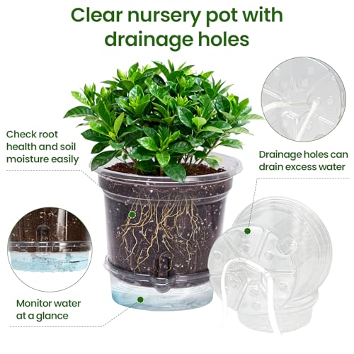 18 Pack 6.5/5/4 Inch Self Watering Pots for Indoor Plants-Clear - view 3