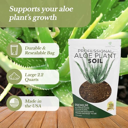 Professional Aloe Plant Soil Mix Large 2.2 Quarts Ready to Use, Premium Potting Soil for Aloe Vera Cactus Succulent Plants, Fast Draining Blend Pinebark Peat Course Sand Indoor Made in USA (Pack of 2) - view 3