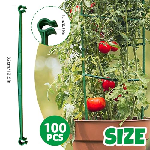 100Pcs Plant Stake Arms for Tomato Cage,11.8" Garden Stake Connectors with 2 Adjustable Buckles,Expandable Trellis Connectors Attach 11mm Diameter Plant Stakes for Climbing Plants Vegetables - view 2