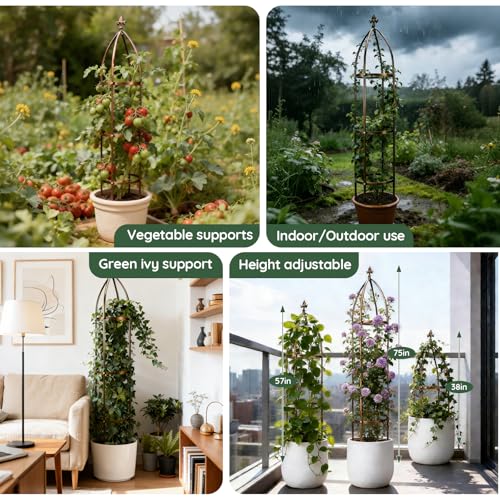 6.3FT, 100% Metal Thickened Garden Obelisk Trellis for Climbing Plants - view 5