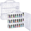 2 Pieces Double Side Universal Clear Nail Polish Organizer Box Nail Tools Holder Case for 48 Bottles with 8 Adjustable Dividers