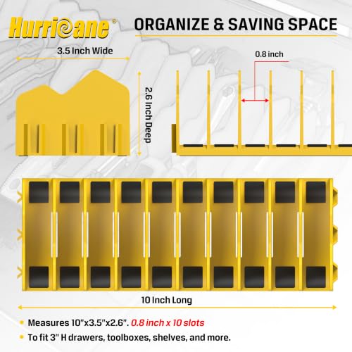 Pliers Organizer Rack, Pliers Cutters Organizer with Non-Slip Rubber Base, Keep Tools Organized in Drawers, 2 Pack, Extendable Design, Fit 3'H Drawers and More(Yellow and Blue) - view 6