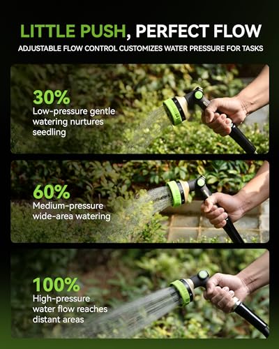 Hose Sprayer Nozzle Heavy Duty - 8 Spray Patterns Garden Hose Nozzle with Adjustable Flow Control for Watering Plants, Washing Cars,Washing Pets, Thumb Control (Green) - view 3