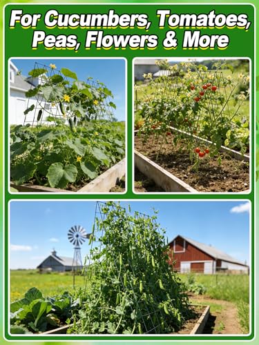 2Sets Cucumber Trellis for Raised Garden Bed - 59" L x15.7'' W 4.5mm Wire Heavy Duty Weather-Resistant Foldable A-Frame Metal Plant Support, for Squash Pole Bean Climbing Plants Vegetables Outdoor - view 6