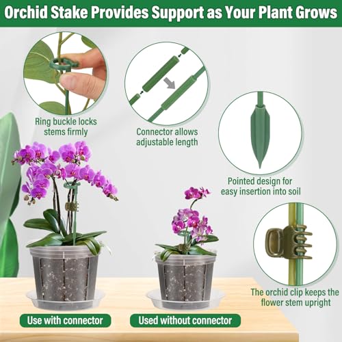 12 Pack Plastic Orchid Pots with Holes, 4, 5, 6 Inch Clear Orchid Pots for Repotting with Saucers Drainage and Plant Stakes, Large Small Breathable Orchids Planter Plant Pot - view 5