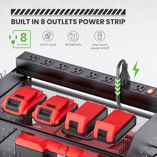 Power Tool Organizer Wall Mount, 3-Layer Charging Station, Black - view 2