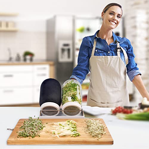 Complete Sprouting Jar Kit| 2 Wide Mouth Mason Jars, 316 Screen Sprout Lids, Blackout Sleeves, Tray, Stand| Sprouter Set for Growing Broccoli, Alfalfa and More-Seeds not Included - view 6