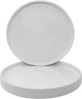 Ceramic Plant Saucer Tray 2 Pcs 6.4 Inch White, 6.4" OD x6.02 ID x0.9 Deep| Fits Flower pots Bottom≤ 6", Heavy Duty Glazed Round Planter Drip with Catch Basin for Indoor Outdoor Plants