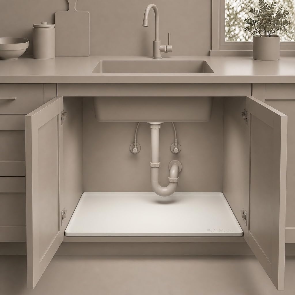 Heavy Duty Under Sink Mat - Original Silicone Under Sink Mats - Under Sink Tray - Cover Kitchen Cabinet Liner Taupe 34.25x22 - view 8