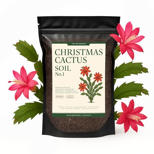 Premium Christmas Cactus Soil – Organic, Nutrient-Rich, Optimal-Draining Potting Mix for Schlumbergera – Promotes Healthy Roots, Balanced Moisture & Vibrant Blooms – Ready to Use (2 QTS)