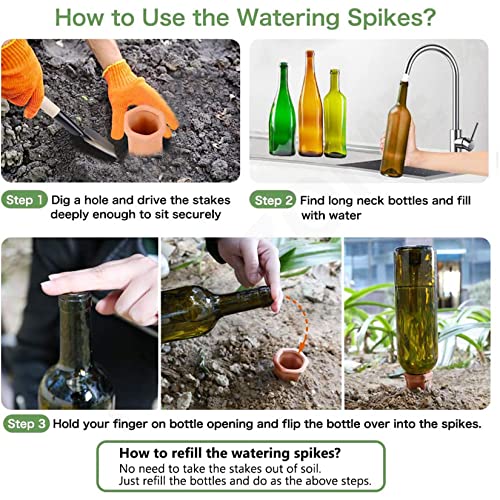 Plant Watering Stakes, 8pcs Terracotta Self Watering Spikes Plant Watering Devices for Wine Bottles Vacation Automatic Plant Waterers for Indoor & Outdoor Plants - view 4