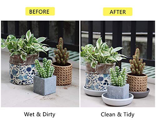 Round Plastic Plant Saucer Drip Tray Set of 6 for Indoor Outdoor Home Garden Flower Plant Container Flower Pot Pallets ((9.4''+10.4"+12'') x2, Dark Grey) - view 2