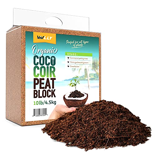 Coco Coir Brick 10 LB, Coconut Coir for Plants - Expands to 75 Quarts