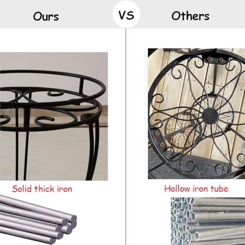 11.8 inches Diameter Tall Metal Plant Stand for Indoor or Outdoor,Heavy Duty Flower Pot Stand Rack Holds Big Heavy Plants,Black (18.9 INCHES TALL) - view 3
