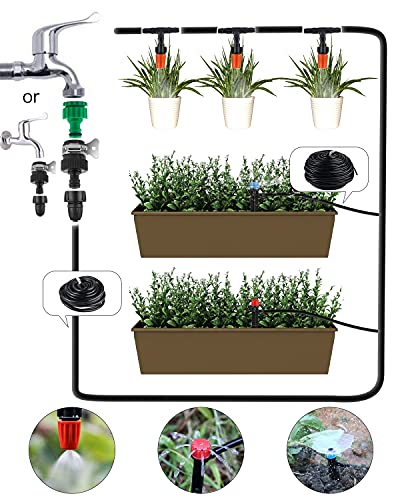 Irrigation System Kit, 226Ft Garden Watering System Automatic Drip Irrigation System, Plant Watering Devices with Distribution Hose, Plant Drip Feeders for Indoor, Greenhouse, Flower Bed, Patio - view 2