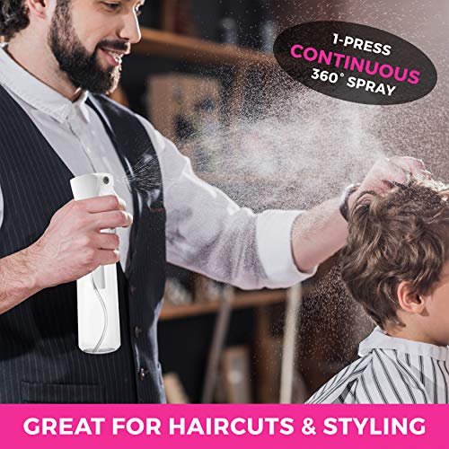 Hair Spray Bottle Continuous Water Mister Spray Bottle Empty Ultra Fine for Hair Styling, Pets, Plants, Cleaning, Misting & Skin Care, Salons, for Taming Hair in Morning, Curly Hair, Essential Oil Scents & More - view 3