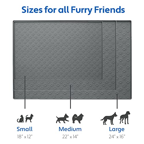 100% Waterproof Dog Food Mat, Raised Edges Silicone Pet Feeding Placemat for Cat, Dogs, Pet Bowls, High Lipped Tray Prevents Water Spills, Food on Floor, Dishwasher Safe, 24x16, Gray - view 6