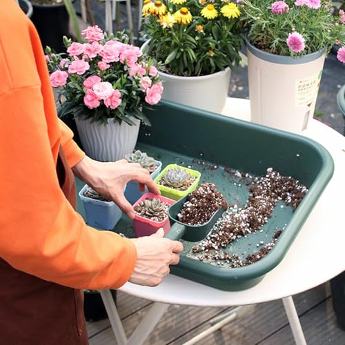 Potting Trays for Plants Gardening Tray with Shovel 16.5x11.4 Inch Thickened Waterproof Mat for Repotting Seeding & Soil Mixing Keeps Balcony & Desk Clean Green - view 6