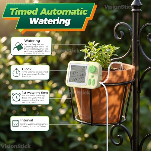 Automatic Indoor Drip Irrigation System with Programmable Timer Auto Vacation Plant Waterer for Up to 15 Potted Houseplants Rechargeable Self Watering Device - view 3