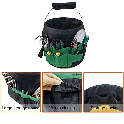 Green Gardening Tools Organizer 5 Gallon Bucket Tools Kit Storage Organizer with Handle, Garden 42 Pockets Tools Management Bucket Bag Trays, Insert Bucket Boss Tools Organizer (Tools Excluded), Black, 17.91 inch x 11.81 inch - view 5